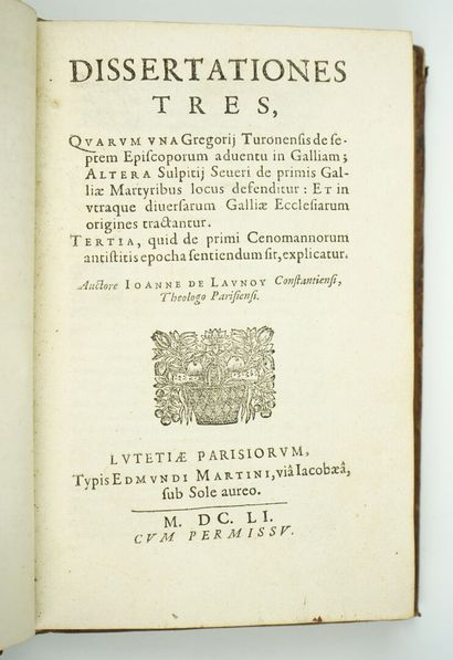 null LAUNOY (Jean de) : Dissertatio duplex : Una, de veteri ciborum delectu (). Altera,...