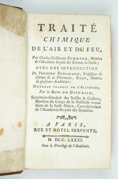 null SCHEELE (Charles-Guillaume) : Traité chimique de l'air et du feu (...) avec...