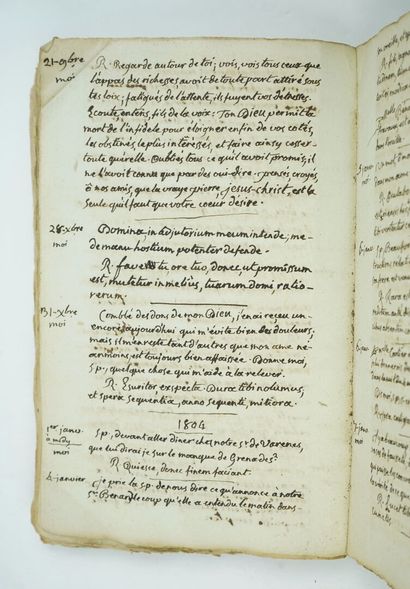 null [Manuscrit] Très curieux manuscrit à contenu mystique, écrit entre 1801 et 1805....