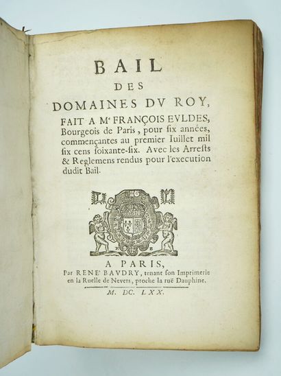 null [COLBERT] Bail des domaines du Roy, fait à Me François Euldes, bourgeois de...