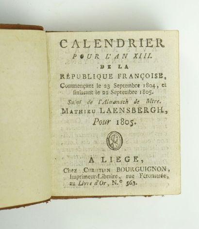 null Calendrier pour l'An XIII de la République Françoise, commençant le 23 septembre...