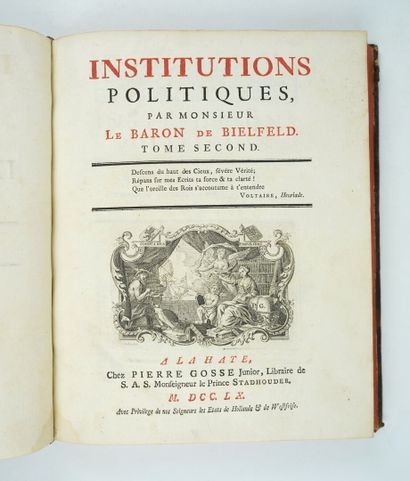 null BIELFELD (Jacques-Frédéric de) : Institutions politiques. La Haye, Pierre Gosse...