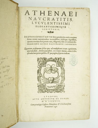 null [Gastronomie][Botanique] ATHÉNÉE : Athenaei Naucratitis Luculentissimi elegantissimique...