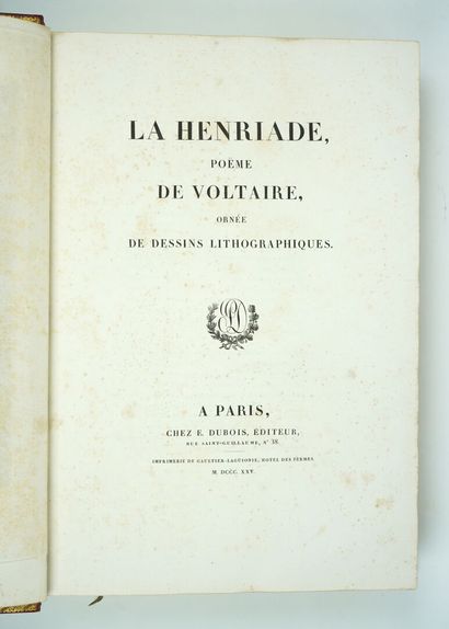 null [reliure armoriée] VOLTAIRE (François-Marie Arouet, dit) : La Henriade, poème...