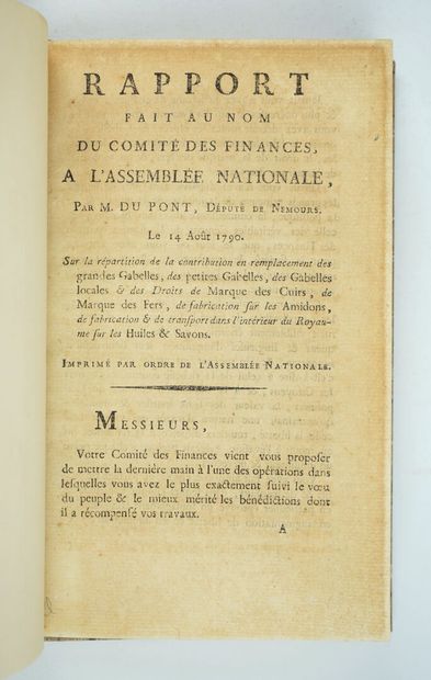 null [French Revolution] DUPONT de NEMOURS (P.-S.): Report [...] on the distribution...