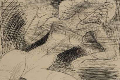 null Marcel GROMAIRE (1892-1971).
Nude leaning, 1966.
Ink on paper.
Signed and dated...