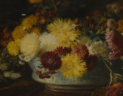 null P. CHEVENET 
Still life with anemones 
Oil on canvas 
Signed and dated 1884
62...
