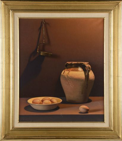 null René CHANCRIN (1911-1981)
Still life with eggs 
Oil on canvas
65 x 54 cm