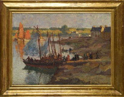 null Julien Léon BOURDON (1880-1946)
Concarneau, the port
Oil on cardboard 
Signed...