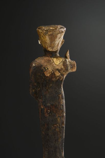 null Statuette of the ithyphallic Min god. The pectoral was formerly stuccoed in...