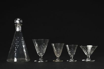 Set of cut crystal glasses with decanters...