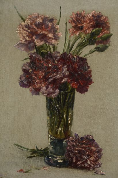null Charles Frédéric JUNG (1865-1936).
Carnations in a glass vase, 1930.
Oil on...