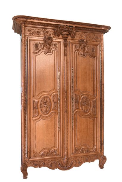 Norman wedding cabinet in carved oak decorated...