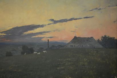 null Georges RICARD-CORDINGLEY (1873-1939).
Landscape at dusk.
Oil on canvas.
Signed...