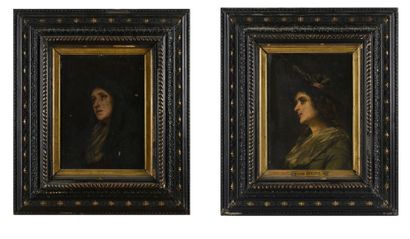 null Leon GOUPIL (1834-1891)
Pair of portraits of women
Oil on panel signed in the...