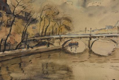 null Philippe-Charles BURNOT(1877-1956)
View of Paris
Watercolor and gouache on paper
35...