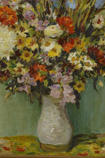 null FAUX Marcel DYF (1899-1985).
Bouquet of flowers, 
Oil on canvas, signed lower...