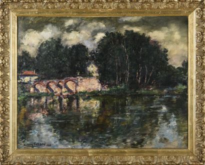 null Antoine FENNACHI (1890-1984)
Landscape at the bridge of Gournai 
Oil on canvas
Signed...