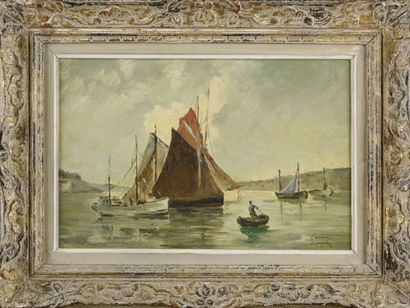 null French school XXth century 
Marine
Oil on canvas
Signed lower right FREPINIERE...