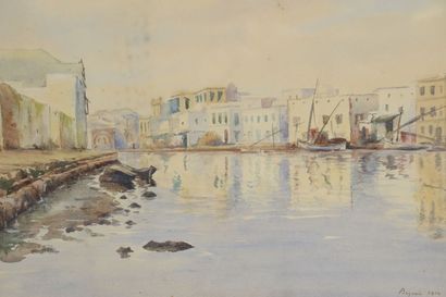 null Port in North Africa
Watercolor 
Located and dated 1914 lower right 
26 x 36...