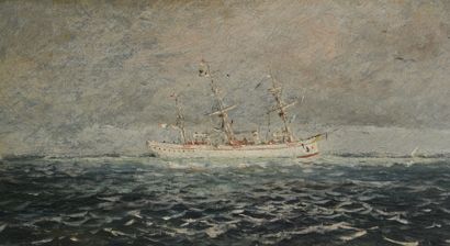 null CORDINGLEY (19th - 20th)
A three-master at sea.
Oil on panel.
Signed lower right.
15...