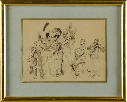 null French school around 1880
The Soldiers
Pen and ink drawing
16 x 20 cm