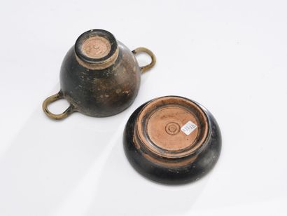 null Lot including a small cup with annular foot, and a small skyphos with horizontal...