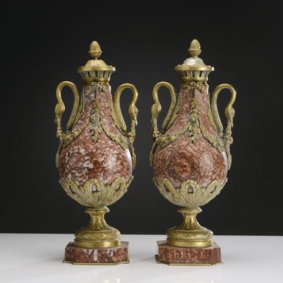 Pair of marble fire pots with bronze mountings
Louis...