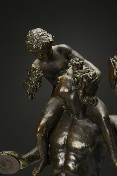 null Bronze after the Antique 
BACCHUS child and pan, 
Nice proof in patinated bronze...