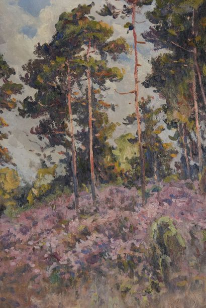 null Luc BARBIER (1903-1989)
The heather in the mountains of Lyon 
Oil on panel
Signed...