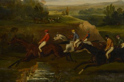 null Attributed to Justinien Nicolas CLARY (1816-1896).
Horse race, the jump of the...