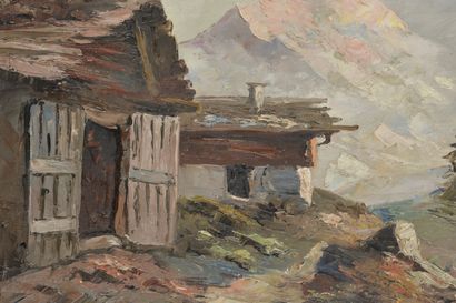 null Carlo SIM (XXth century)
View of a chalet in the Alps 
Oil on canvas
Signed...