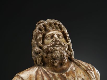 null Draped bust of Serapis. The beard and hair are made of wavy strands. The modus...