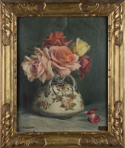 Gaston PLOQUIN (1882-1970).
Roses.
Oil on...