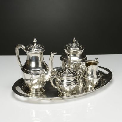 German silver tea and coffee set including...