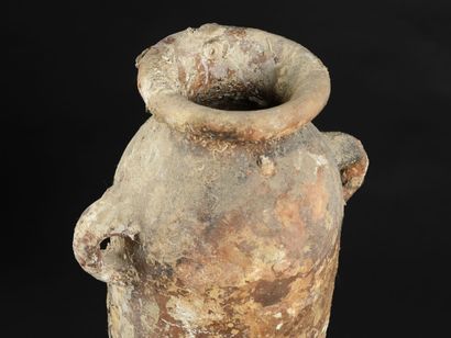 null [UNDERWATER ARCHEOLOGY]
Terracotta amphora of Punic type with ovoid body, conical...