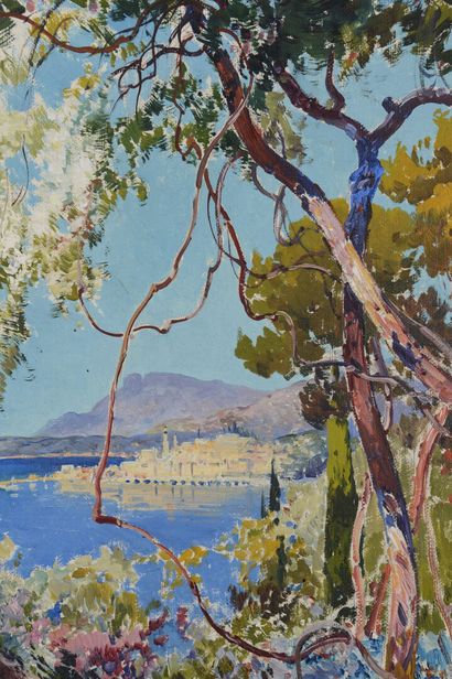 null Ernest LESSIEUX (1848-1925)
View of Menton
Oil on canvas 
Signed lower right
55...