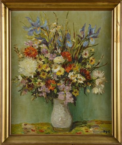 null FAUX Marcel DYF (1899-1985).
Bouquet of flowers, 
Oil on canvas, signed lower...