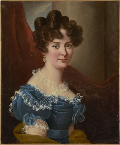 null Ecole Française 19ème
Portrait de la Vicomtesse Foullon de Doué
Huile sur toile,...