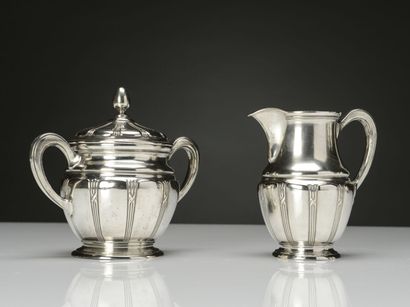 null German silver tea and coffee set including two pots, a sugar bowl, a milk jug,...