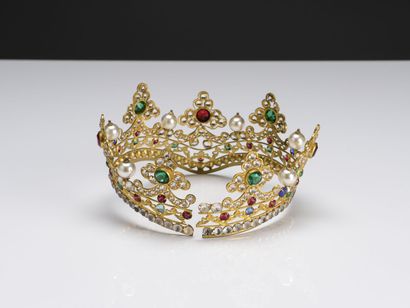 null Crown of statue in gilded metal and colored glassware
End of 19th century 
H...