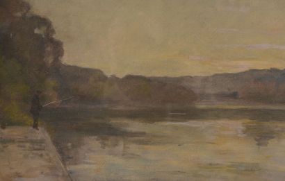 null Claude REIGNIER (1870-1954).
Fisherman on the banks of the Saône.
Degreased...