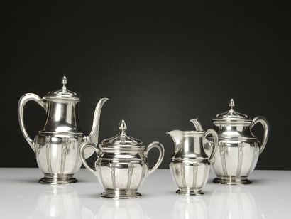 null German silver tea and coffee set including two pots, a sugar bowl, a milk jug,...