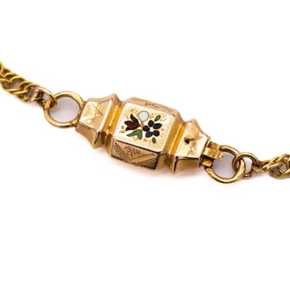 null Necklace in 18 K (750) yellow gold with a polychrome enamel clasp. 
(missing...