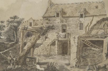 null Guillemette de ROSANBO (1773-1800)
cour de ferme
aquarelle et encre sur papier,...