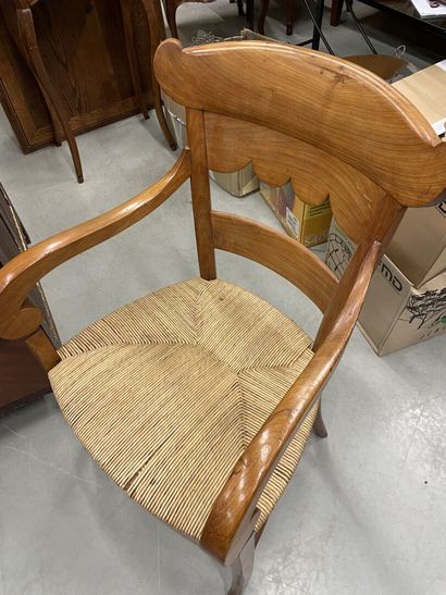 null Fauteuil paillé en bois naturel 