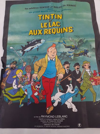 null deux affiches de Tintin Lac aux requins (petit et grand format)
158 x 120 cm...