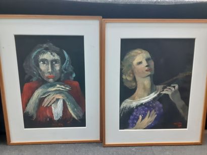 null Edith BLIN (1891-1983)
Deux portraits
Huile sur carton
Signé 
55 x 39 cm 
