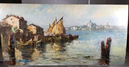 null Noel CANEPA
Vue de Martigues 
Huile sur panneau
45 x 91 cm
Signé en bas à d...