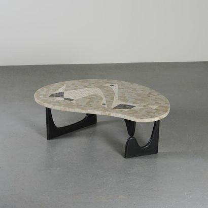 null Berthold MÜLLER (1893 - 1979)

Coffee table with bean-shaped tray in mosaic...